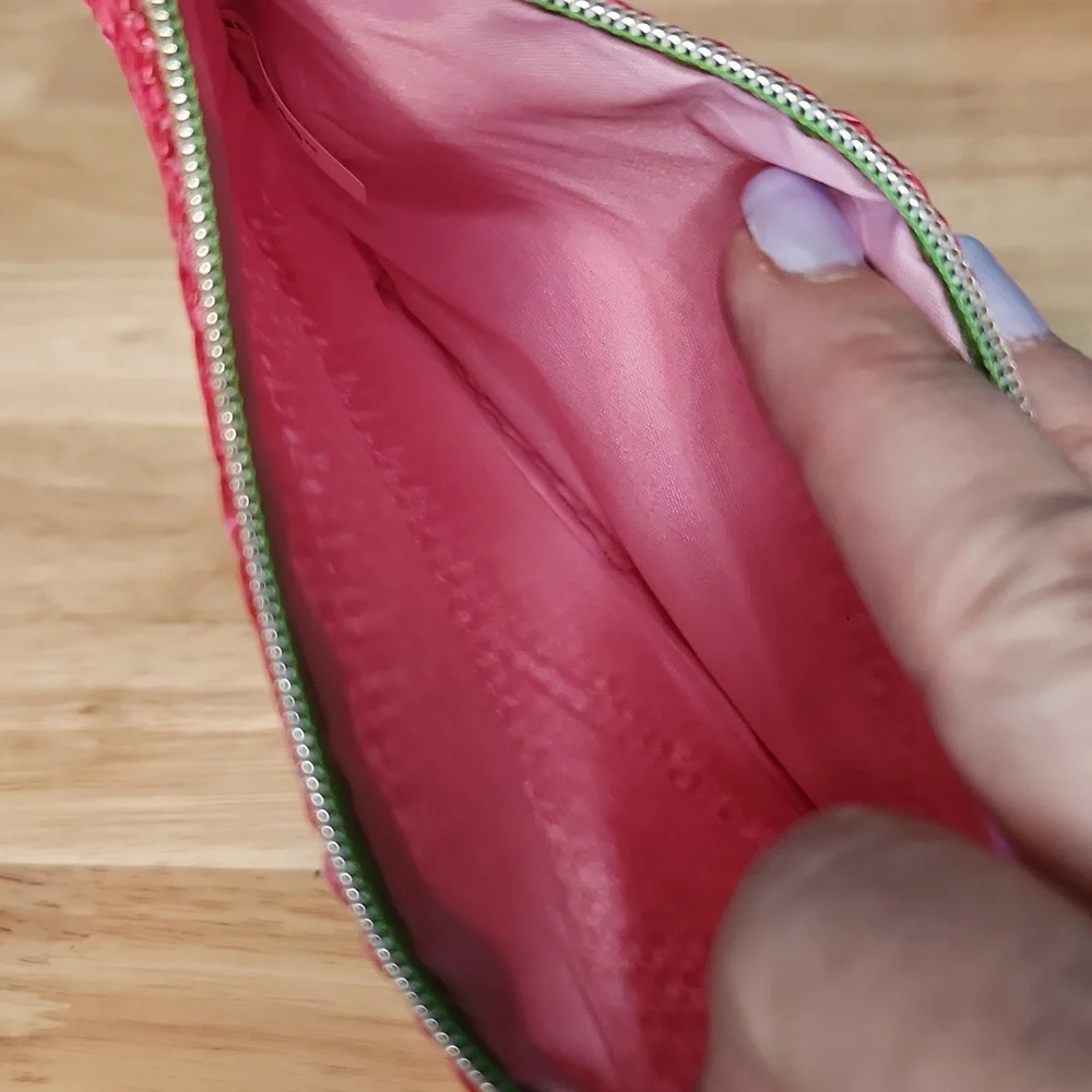 IPSY Fuschia with Light Pink Interior Woven Zipper Pouch‎